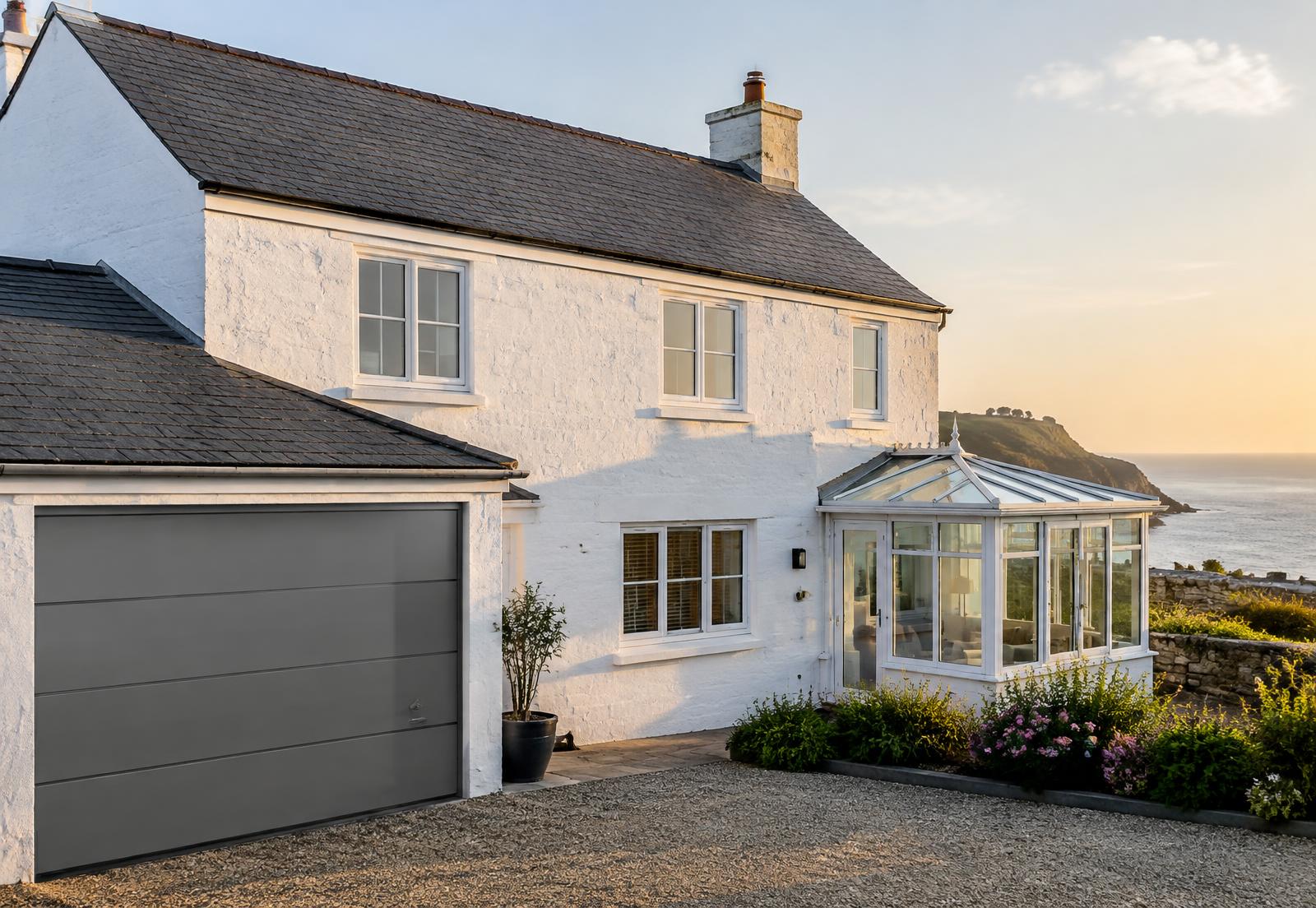 Cornish cottage with new windows, garage door and conservatory